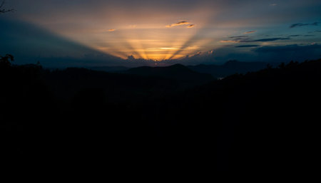 Glowing twilight upon jungle valleyの素材