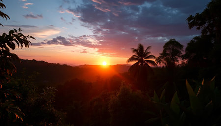 Radiant evening jungle glow horizonの素材