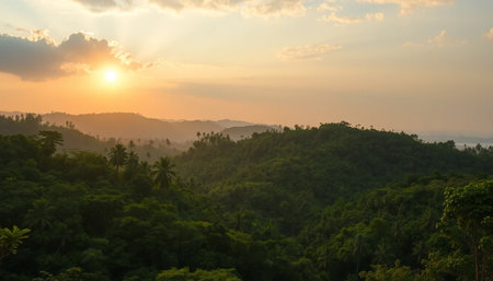 Golden light brightens jungleの素材