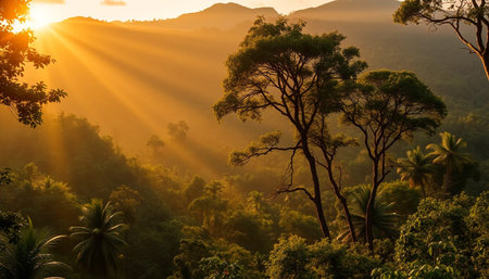 Soft evening rays light jungleの素材