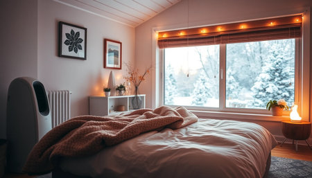 Beautiful calm room with heater warmthの素材