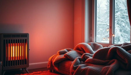 Beautiful warm interior with soft glowの素材