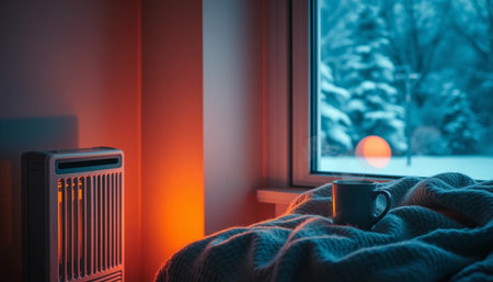 Beautiful warm interior with soft glowの素材