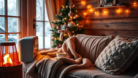 Cozy winter home with gentle warmthの素材