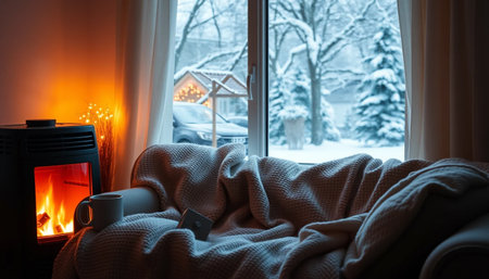 Calm warm interior with glowing comfortの素材