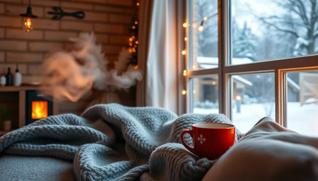 Soft glowing house with cozy heaterの素材