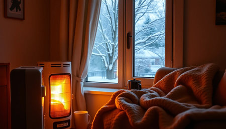 Quiet cozy home with glowing warmthの素材