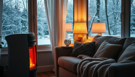 Quiet warm home with peaceful glowの素材