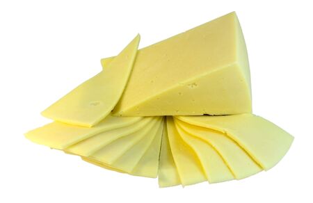 Swiss cheese is isolated on a white backgroundの写真素材