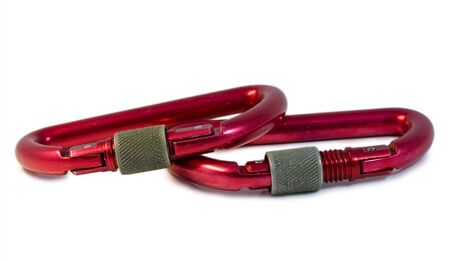 Climbing carbines on a white background. macroの写真素材