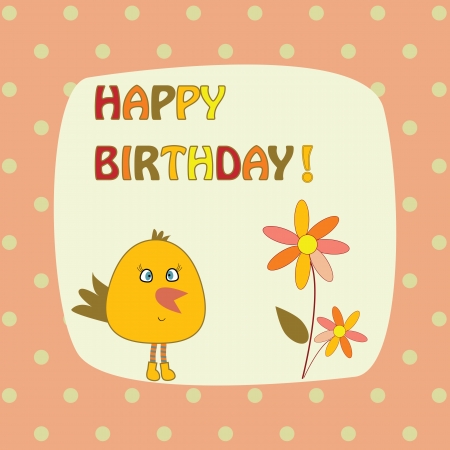 card with bird and flowersのイラスト素材