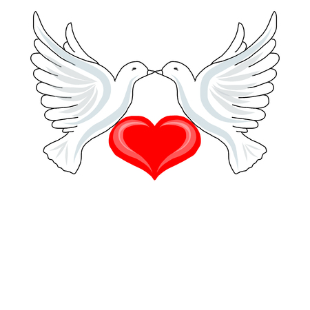 Two doves with heart for your designのイラスト素材