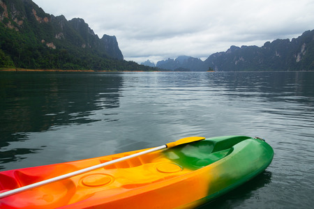 kayak boat in the lake at Khaosok National Park, Suratthani, Thailand