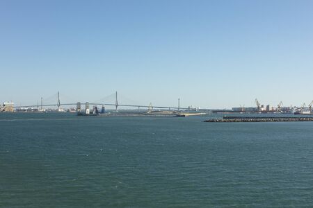 Entrance to the harbour at Cadiz Spainの写真素材
