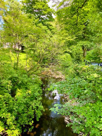 The bridge at Tholt-y-Will over the Sulby River in the beautiful countryside of the Isle of Man, British Islesの写真素材