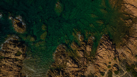 The coastline of the north-west of Sardinia. Di Cala Beach near Canneddi. Photos taken with a drone....