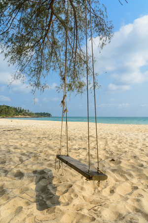 Swing on the beach in Koh Kood, Thailandの写真素材