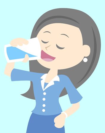 Business Woman Drinks Waterのイラスト素材