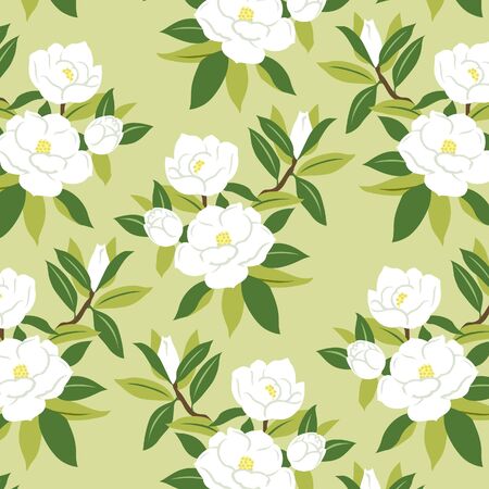 Japanese magnolia flower patternのイラスト素材