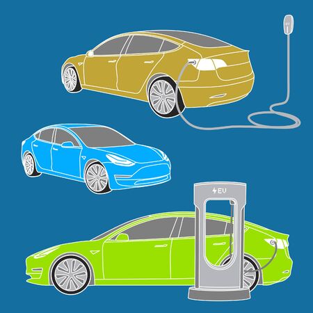 Illustration of a premium charging electric cars.のイラスト素材