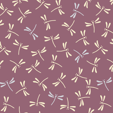 Japanese lavender dragonflies patternのイラスト素材