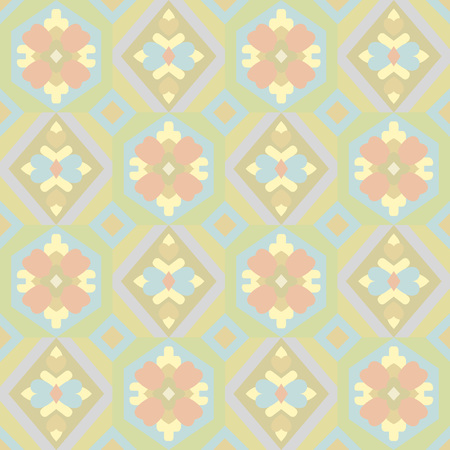 Japanese Diagonal Square Flower Patternのイラスト素材