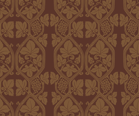 Japanese Brown Abstract Flower Seamless Patternのイラスト素材