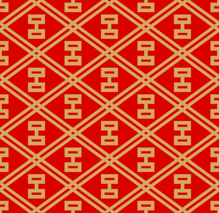 Japanese Red Diamond Geometric Seamless Patternのイラスト素材