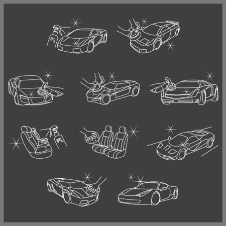 Car Care Service Icon Setのイラスト素材