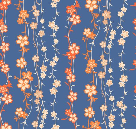Japanese Lotus Vine Seamless Patternのイラスト素材