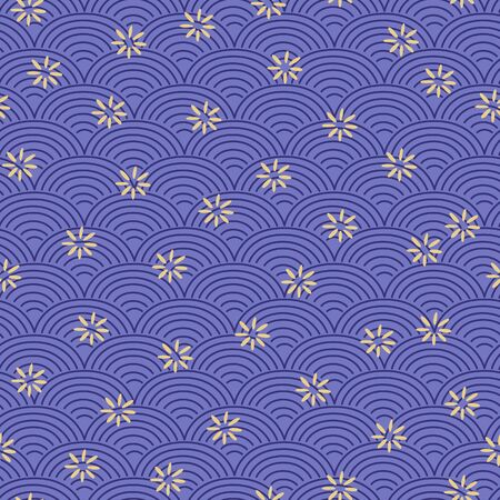 Japanese Flower Wave Vector Seamless Patternのイラスト素材