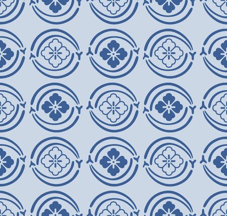 Japanese Spiral Flower Vector Seamless Patternのイラスト素材