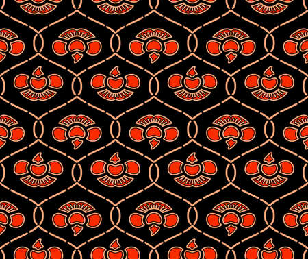 Japanese Orchid Wave Curve Vector Seamless Pattern