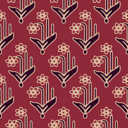 Japanese Tribal Bouquet Vector Seamless Patternのイラスト素材