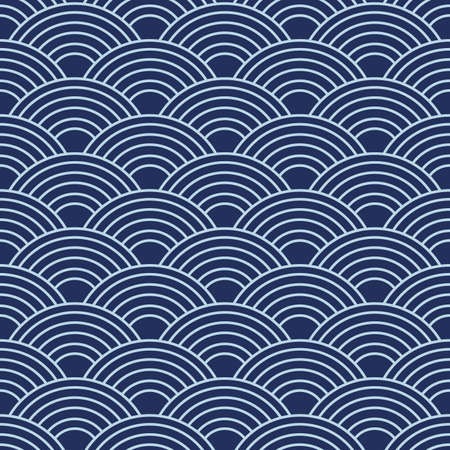 Japanese Circle Wave Vector Seamless Patternのイラスト素材