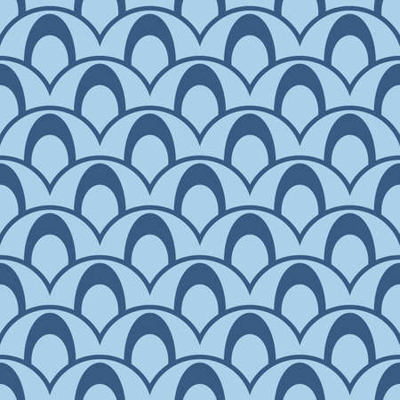 Japanese Blue Fish Scale Vector Seamless Patternのイラスト素材