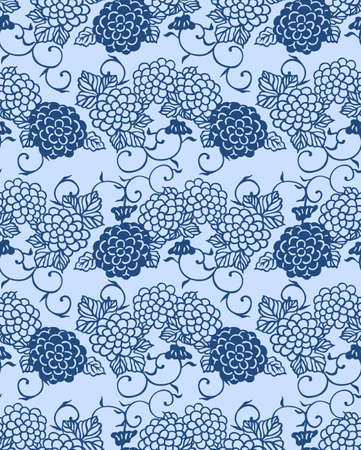 Japanese Swirl Flower Vector Seamless Patternのイラスト素材