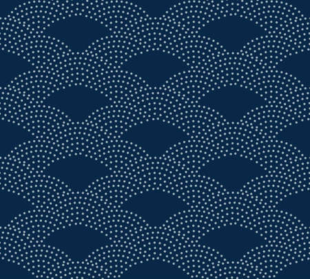 Japanese Dot Fan Wave Vector Seamless Patternのイラスト素材