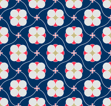 Japanese Curve Flower Diamond Vector Seamless Patternのイラスト素材