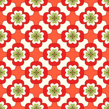 Japanese Flower Mosaic Vector Seamless Patternのイラスト素材