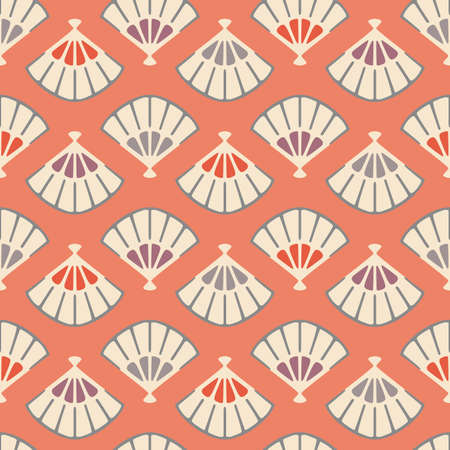 Japanese Hand Fan Vector Seamless Patternのイラスト素材
