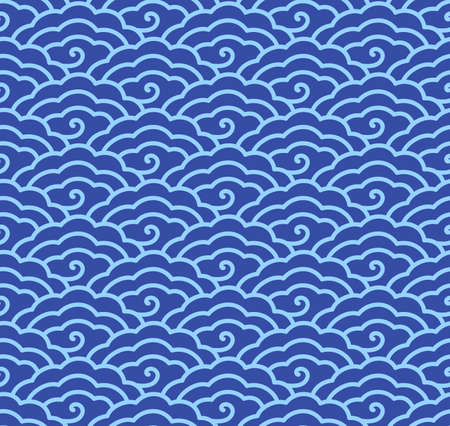Japanese VIntage Cloud Vector Seamless Patternのイラスト素材