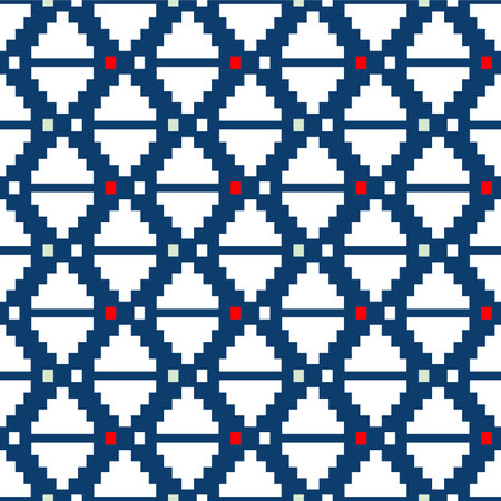 Japanese Pixel Triangle Diamond Vector Seamless Pattern