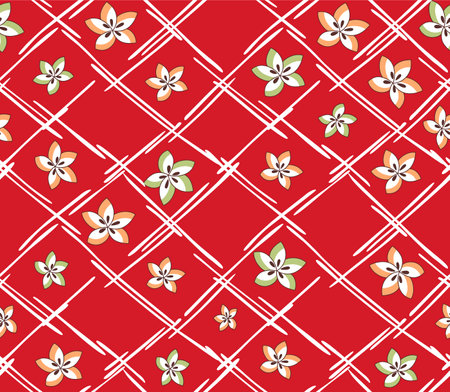 Japanese Flower Diamond Vector Seamless Patternのイラスト素材