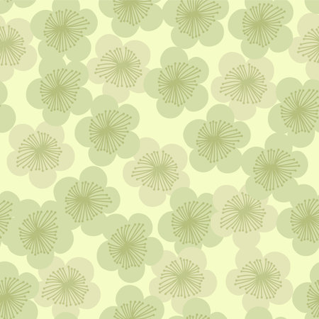 Japanese Green Cherry Blossom Vector Seamless Patternのイラスト素材