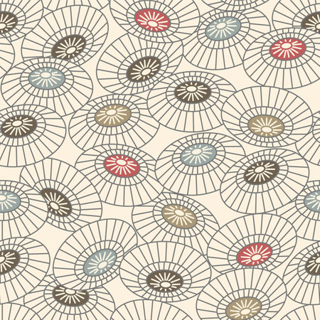 Japanese Overlap Vintage Umbrella Vector Seamless Patternのイラスト素材