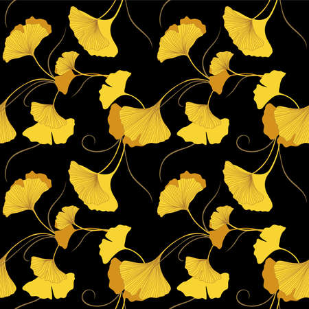 Japanese Gold Gingko Leaf Vector Seamless Patternのイラスト素材