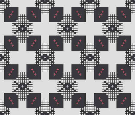 Japanese Stitch Plaid Vector Seamless Pattern