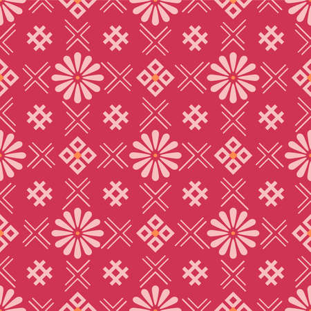 Japanese Flower Diamond Vector Seamless Patternのイラスト素材