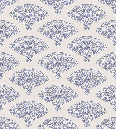 Japanese Folding Fan Vector Seamless Patternのイラスト素材